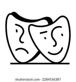 Sketchy style icon depicting theater masks 