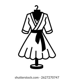 Um ícone de estilo esboçado de exibição de manequim de vestido
