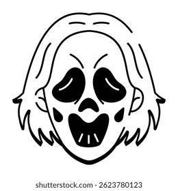 Un icono de estilo incompleto de cara fantasmal

