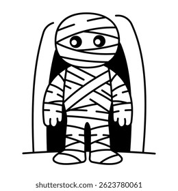 A sketchy style icon of Halloween mummy
