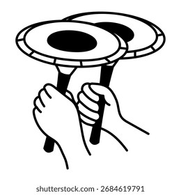 A sketchy style icon of hand cymbals playing music