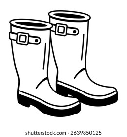 A sketchy style icon of hunter boots
