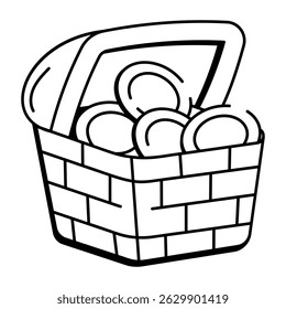 A sketchy style icon illustrating a treasure basket 
