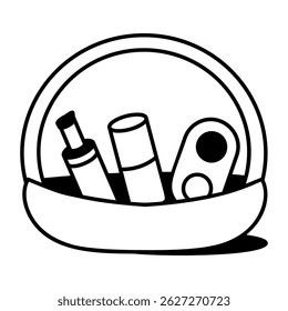 A sketchy style icon of makeup pouch 
