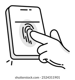 A sketchy style icon of mobile biometric verification 

