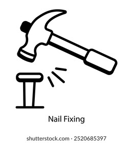 A sketchy style icon of nail fixing