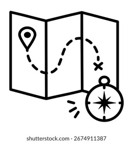 A sketchy style icon of navigation world map.
