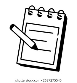 A sketchy style icon of notepad
