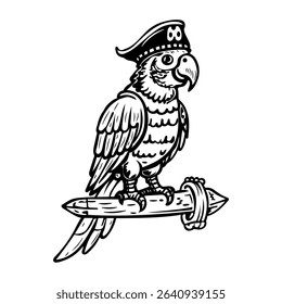 A sketchy style icon of a pirate parrot