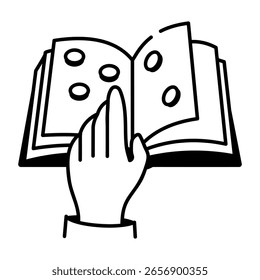 Un icono de estilo incompleto que representa un libro en braille
