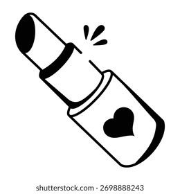 Um ícone de estilo esboçado representando o batom da noiva