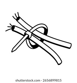 Um ícone de estilo de esboço representando um laço para cabos
