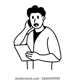 A sketchy style icon representing calling
