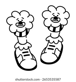 Un icono de estilo incompleto que representa zapatos de payaso
