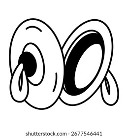 Um ícone de estilo de esboço representando pratos
