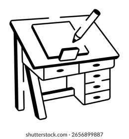 Un icono de estilo incompleto que representa la tabla de dibujo
