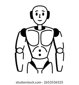 Un icono de estilo incompleto que representa a un robot humanoide
