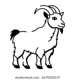 Icono de estilo incompleto que representa una cabra de montaña
