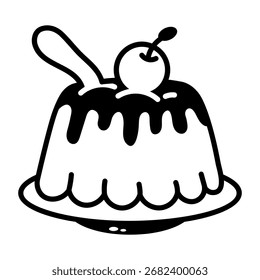 Ein skizzenhaftes Symbol, das Pudding darstellt
