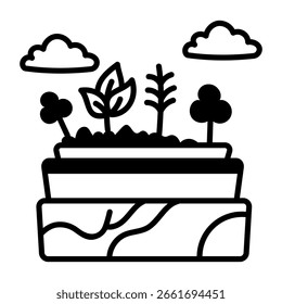A sketchy style icon representing a rain forest area
