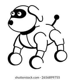 Un icono de estilo incompleto que representa a un perro robótico
