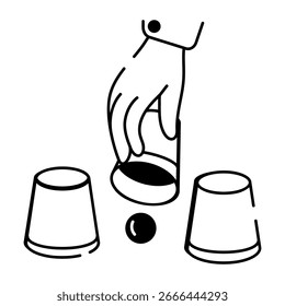  Un icono de estilo incompleto que representa un juego de conchas 
