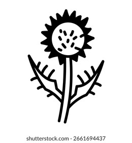 Un icono de estilo incompleto que representa la planta de cardo
