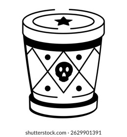 A sketchy style icon representing a voodoo drum design
