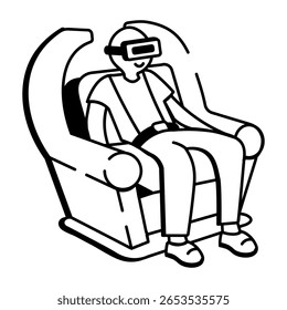 Un icono de estilo incompleto que representa la silla vr
