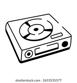 Un icono de estilo incompleto que muestra un reproductor de discos