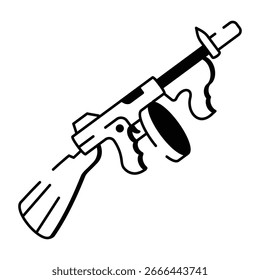Un icono de estilo incompleto que muestra una ametralladora 

