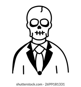 Sketchy style icon showing man in a skeleton suit