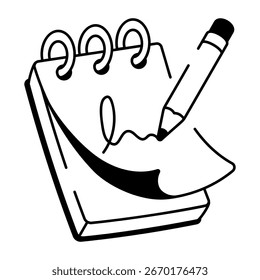 A sketchy style icon showing notepad
