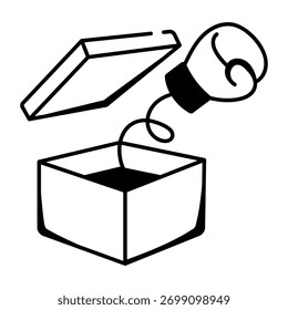 Um ícone de estilo de esboço mostrando uma caixa de pegadas