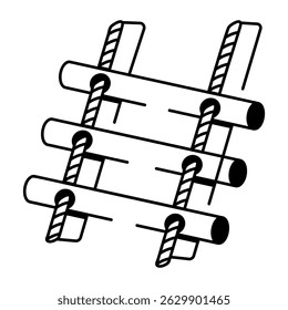 A sketchy style icon showing a simple rope ladder
