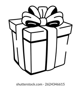A sketchy style icon showing a wrapped gift box
