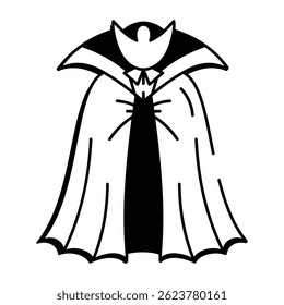 Um ícone de estilo esboçado de capa de vampiro
