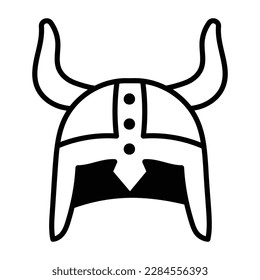 A sketchy style icon of a viking helmet 