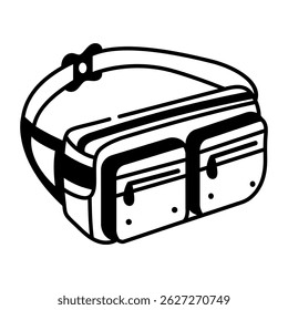Um ícone de estilo esboçado de wasit bag
