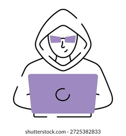 Uma ilustração de estilo esboçado representando hacker
