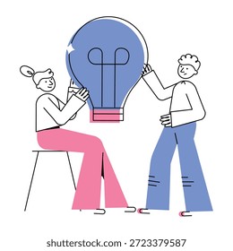 Uma ilustração de estilo esboçado representando a geração de ideias