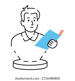 Uma ilustração em estilo esboçado representando o tutor virtual