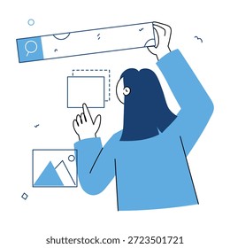 Una ilustración de estilo incompleto que muestra un diseñador de interfaz
