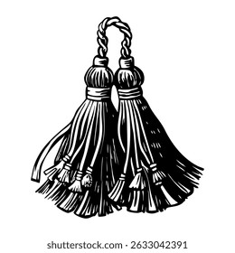 A sketchy style illustration of silk tassels