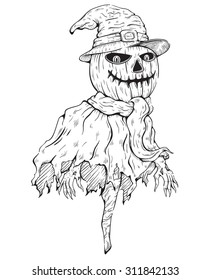 Sketchy Style Scary Pumpkin