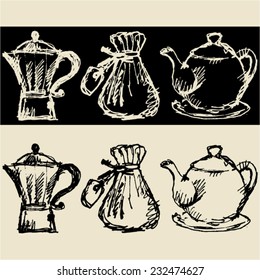 sketchy tea coffee doodles