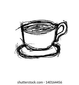 sketchy tea cup in doodle style