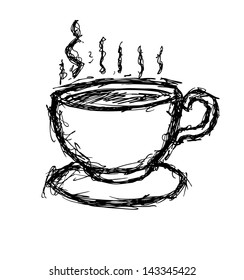 sketchy tea cup in doodle style