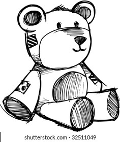 Sketchy Teddy Bear Vector Illustration