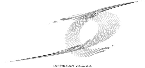 Sketchy of their sinuous strokes crossed half rings. The squiggles of the half-rims rotate along funnel-shaped trajectories in opposite directions. For logos, trademarks. Vector.
